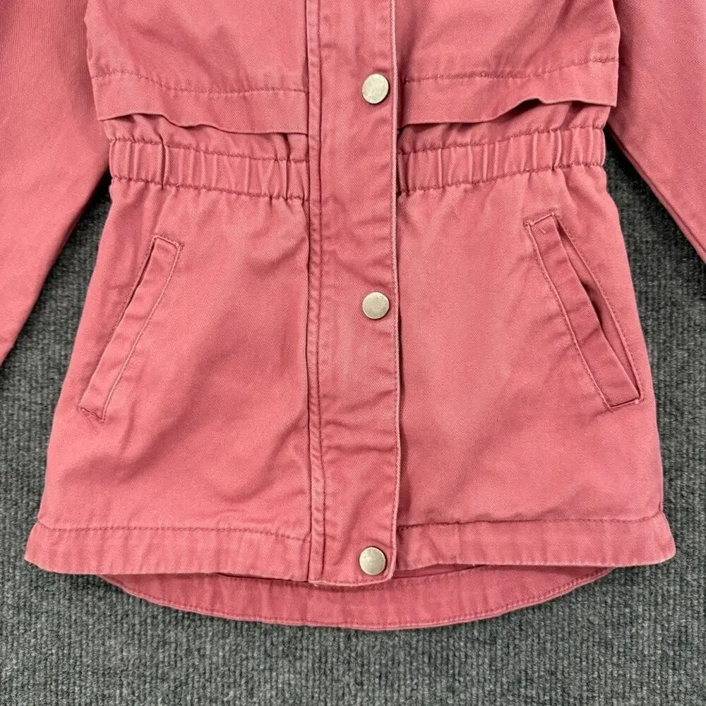 C&C California Girls Anorak Jacket Sz 4T Pink Canvas Hooded Lightweight Utility